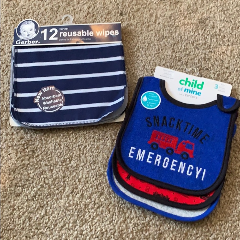 Reusable wipes and baby bibs
